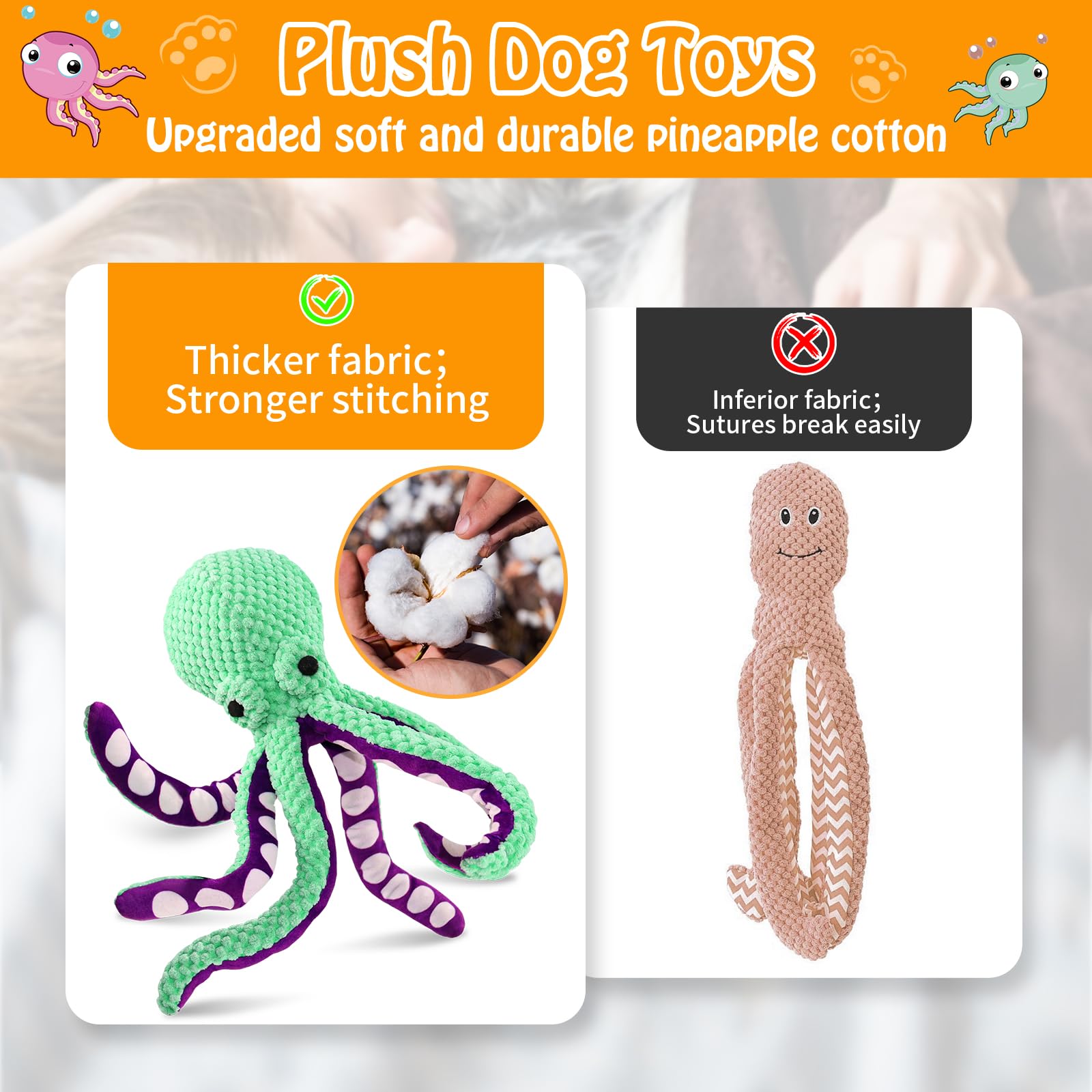 Squeaky Octopus Plush Dog Toy  - đánh giá và giá Indestructible Dog Chew Toy